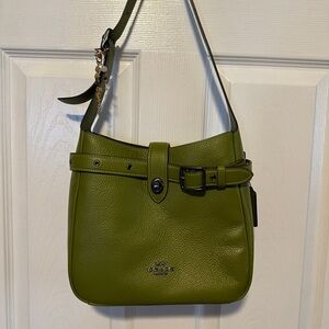 Coach Bright Olive Green Leather Hadley Shoulder Bag